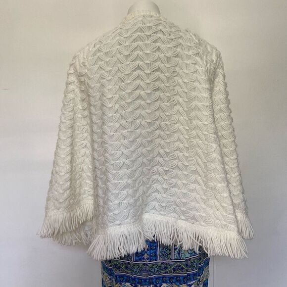 Artisan Vintage 50s 60s Knit Poncho Sweater Cape 70s - Picture 4 of 10